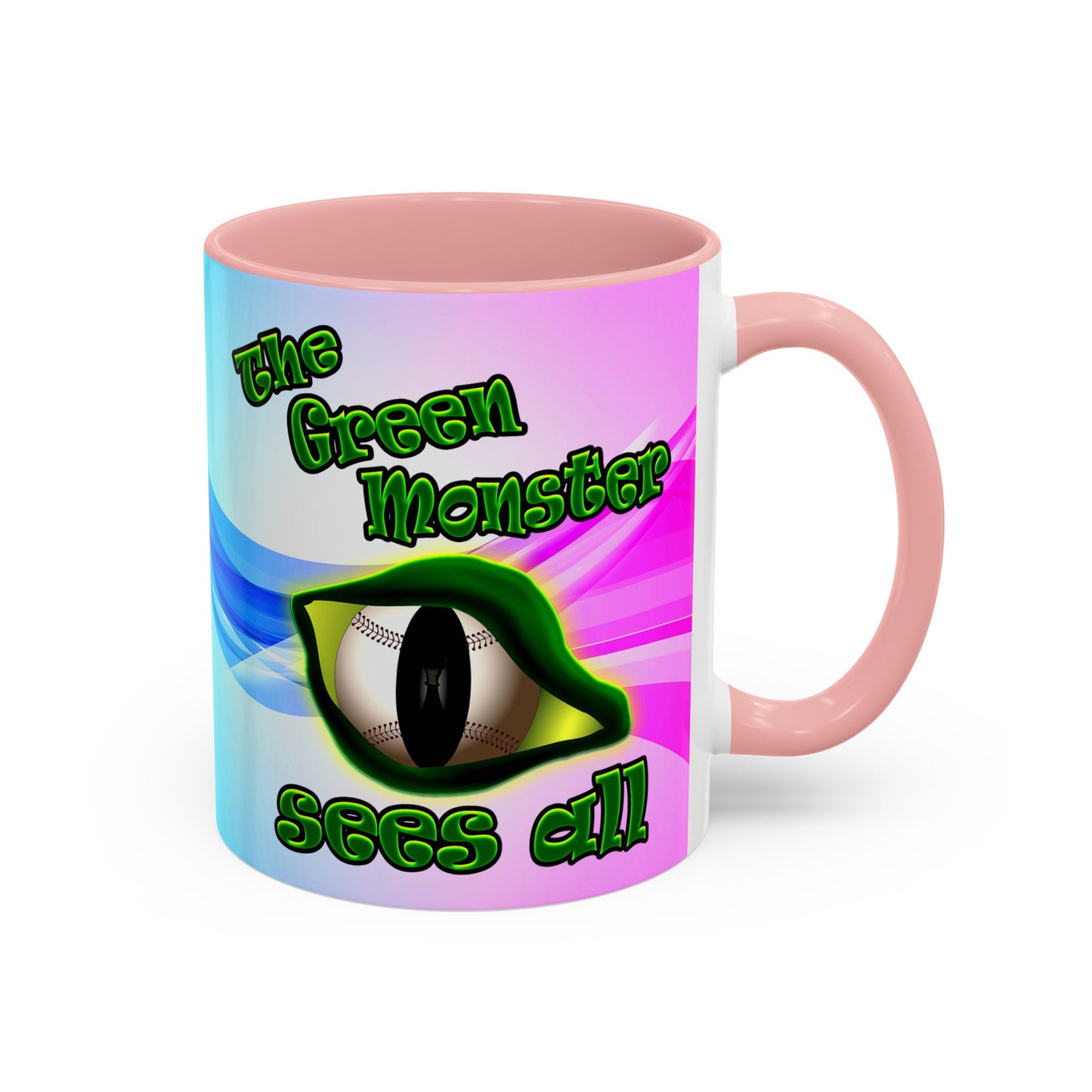 green monster - Accent Mug (light blue-pink wave)