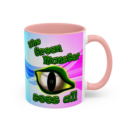 green monster - Accent Mug (light blue-pink wave)