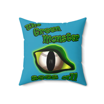 green monster - Spun Polyester Square Pillow - (turquoise)