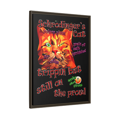 schrodinger's cat - framed canvas art (black)