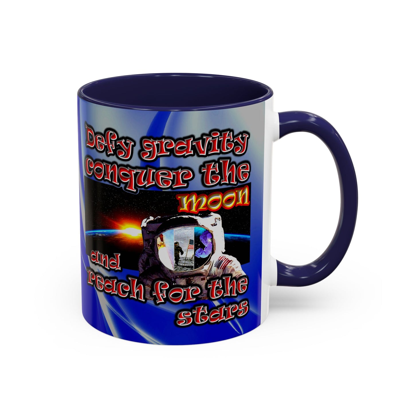 defy conquer reach - Accent Mug (blue-white wave)