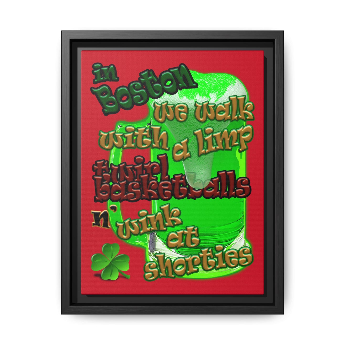 celtics logo - framed canvas art (dark red)