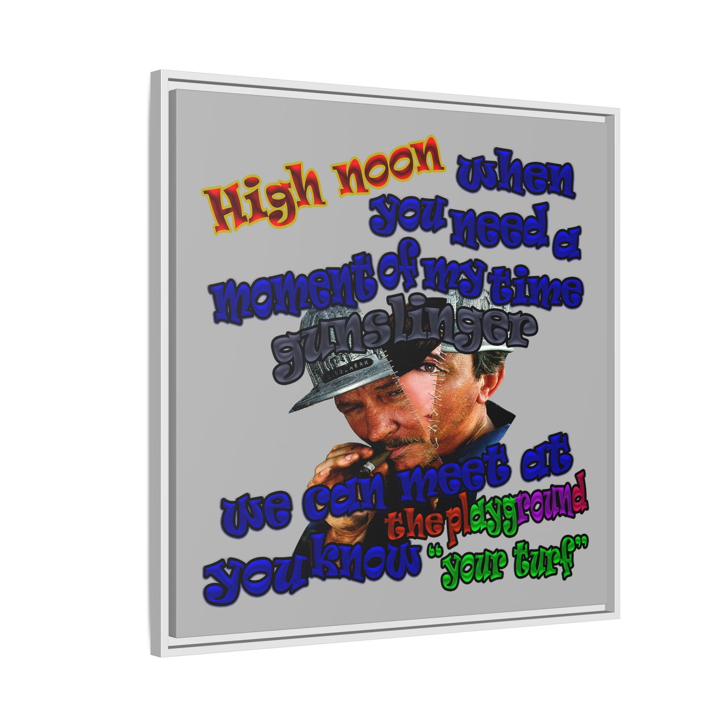 high noon - framed canvas art (light grey)