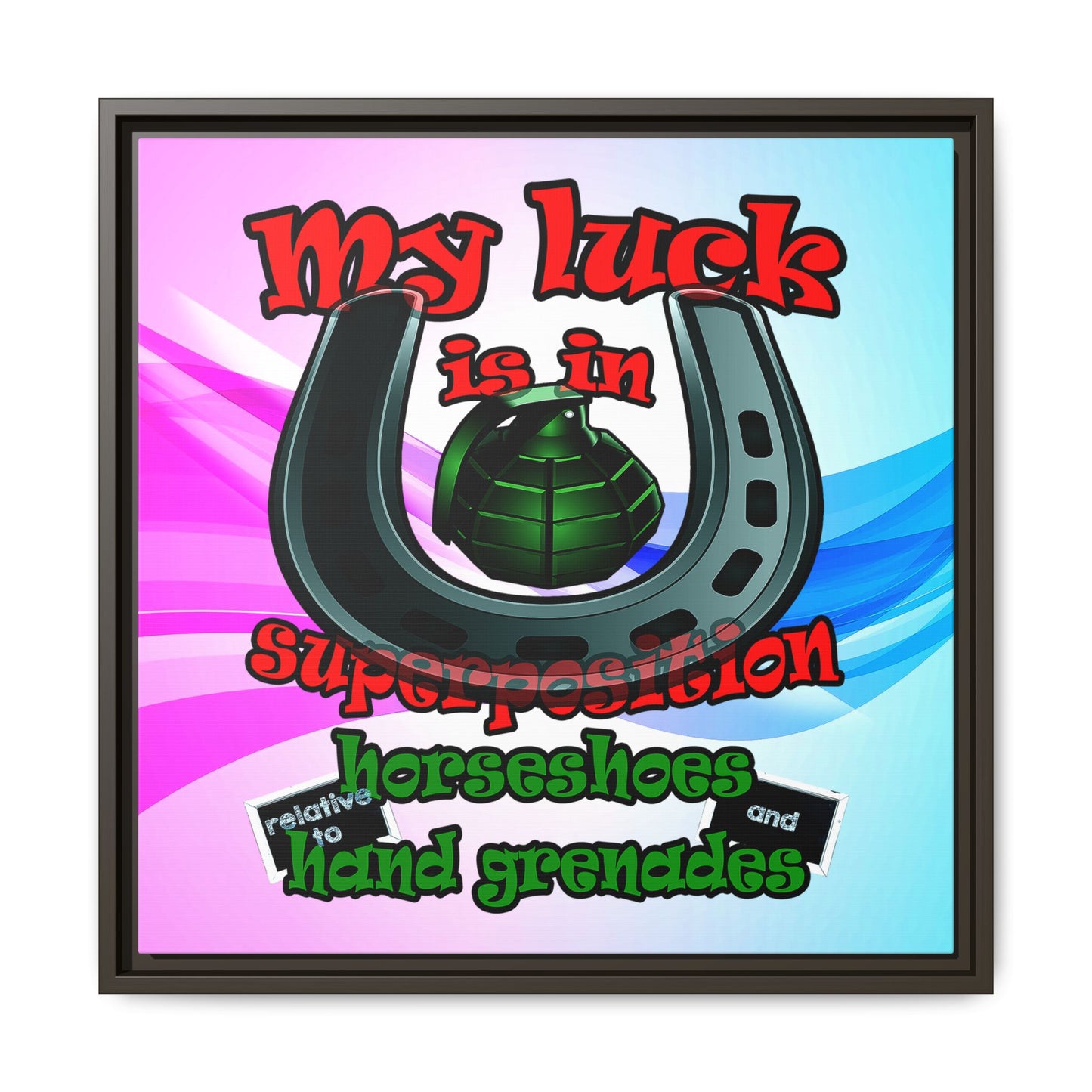 my luck - framed canvas art (light blue-pink wave)
