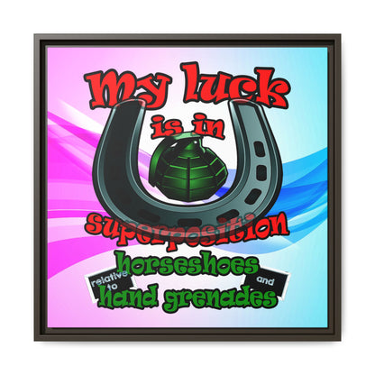 my luck - framed canvas art (light blue-pink wave)