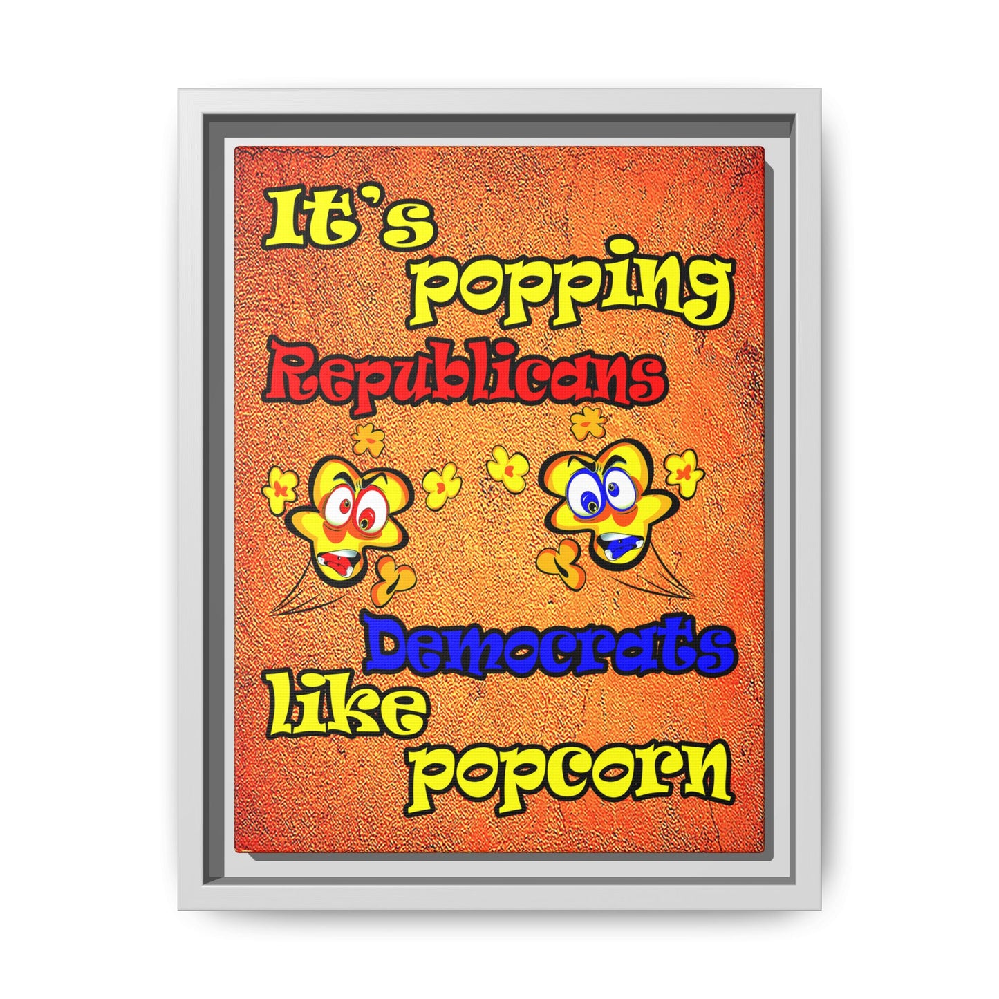 popping like popcorn - framed canvas art (burnt orange)