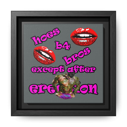 hoes b4 bros - framed canvas art (dark grey)