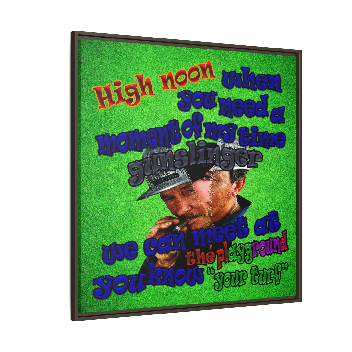 high noon - framed canvas art (green turf)