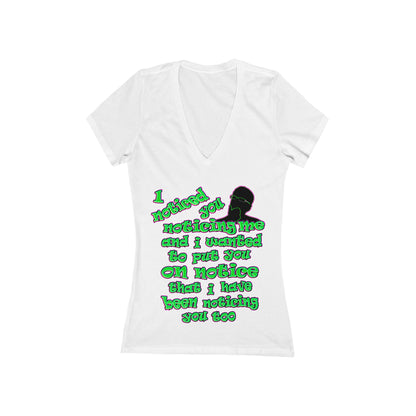 noticed you noticing - Women's Jersey Short Sleeve Deep V-Neck Tee