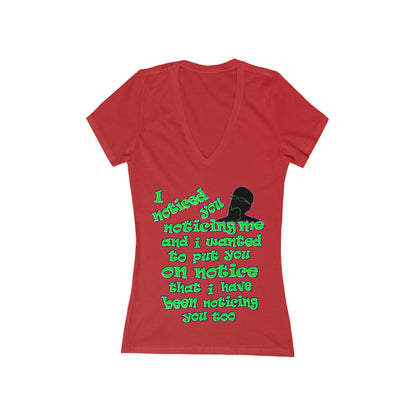 noticed you noticing - Women's Jersey Short Sleeve Deep V-Neck Tee
