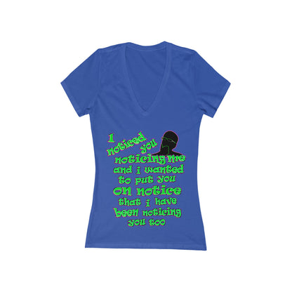 noticed you noticing - Women's Jersey Short Sleeve Deep V-Neck Tee
