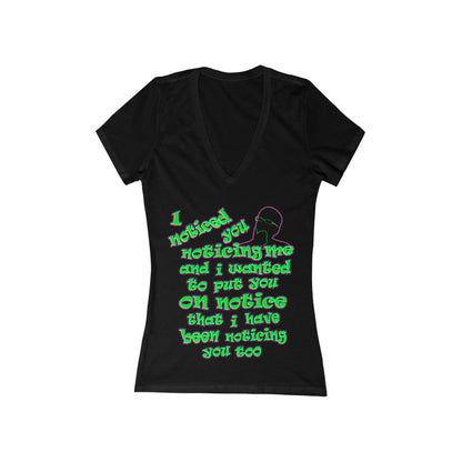 noticed you noticing - Women's Jersey Short Sleeve Deep V-Neck Tee