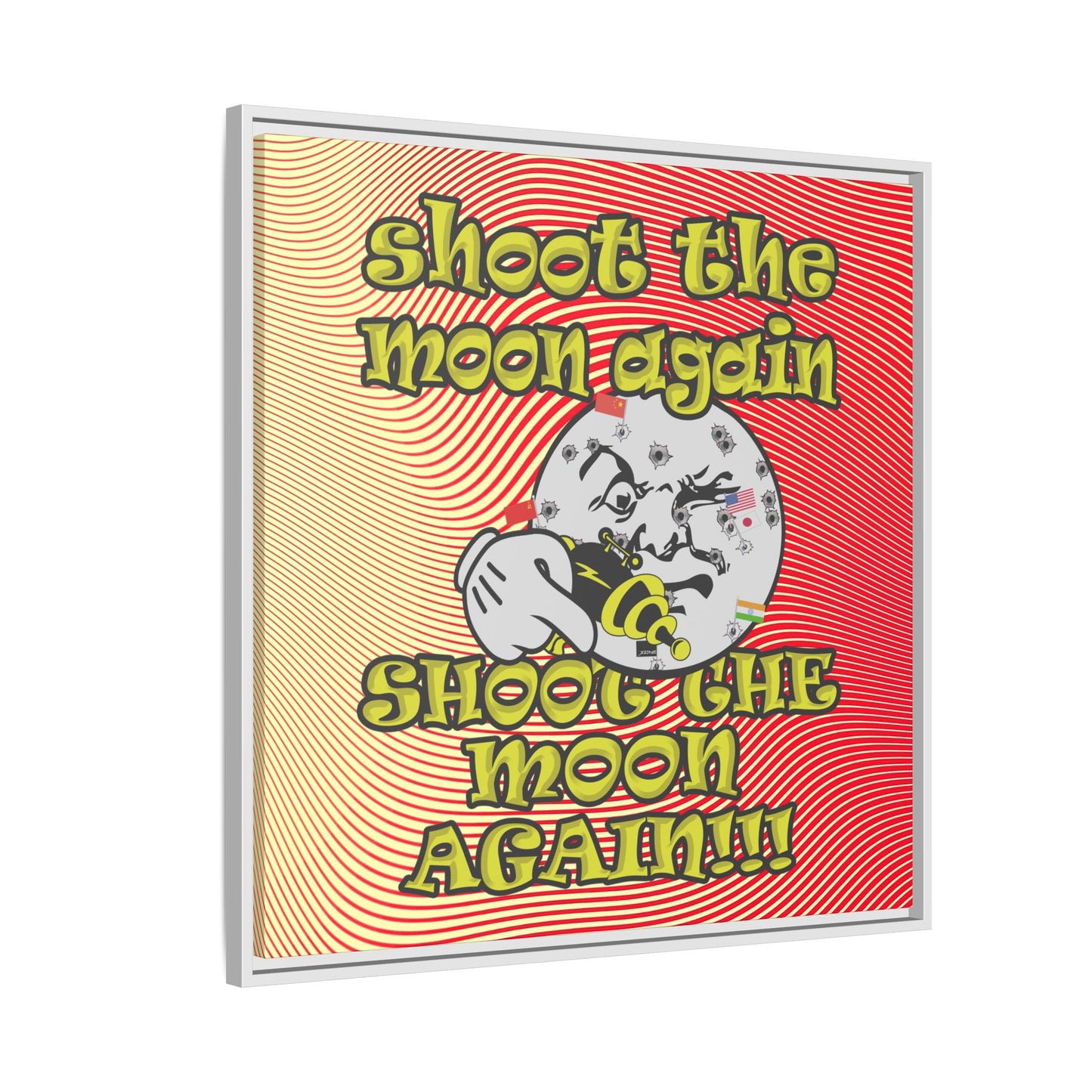 shoot the moon again - framed canvas art (yellow-orange wave)