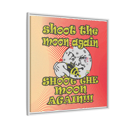 shoot the moon again - framed canvas art (yellow-orange wave)
