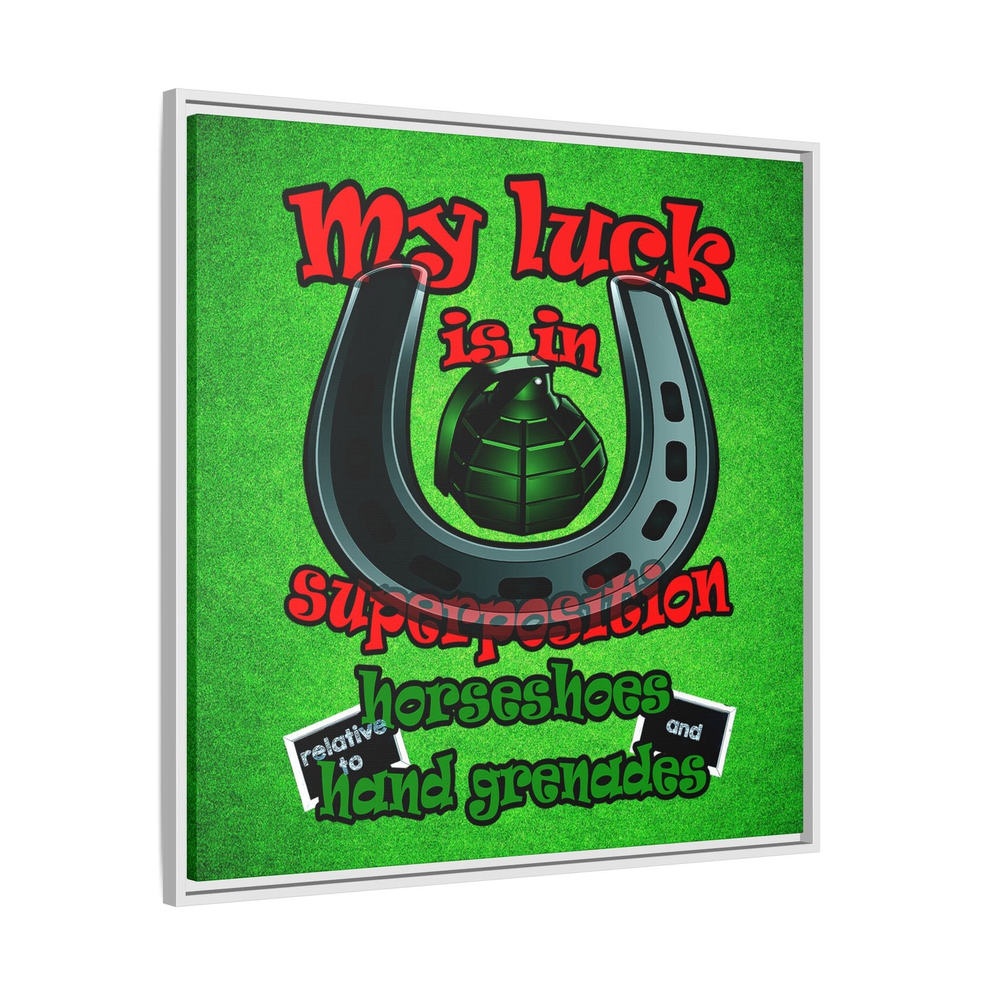 my luck - framed canvas art (green turf)