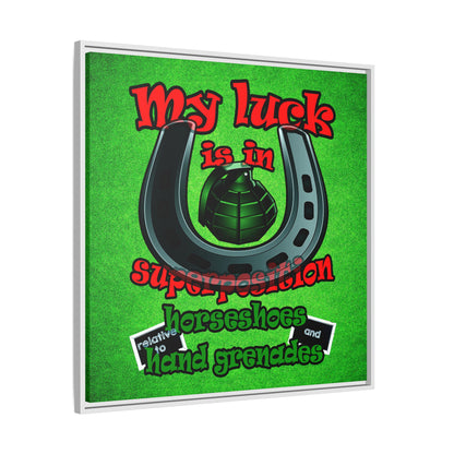 my luck - framed canvas art (green turf)