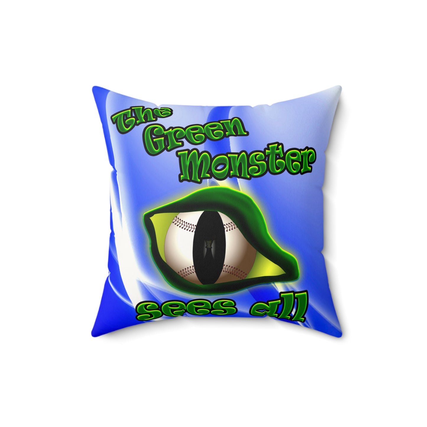 green monster - Faux Suede Square Pillow - (blue-white wave)