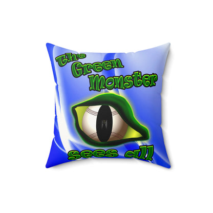 green monster - Faux Suede Square Pillow - (blue-white wave)