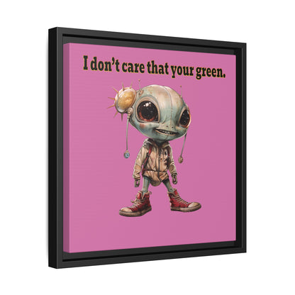 I don't care that your green - framed canvas art (light pink)