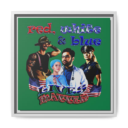 rw&b lives matter - framed canvas art (dark green)