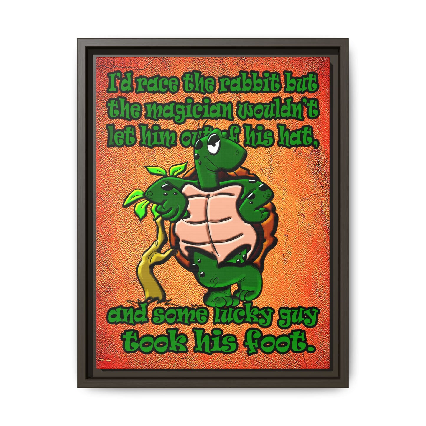 turtle race - framed canvas art (burnt orange)