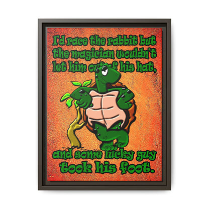 turtle race - framed canvas art (burnt orange)