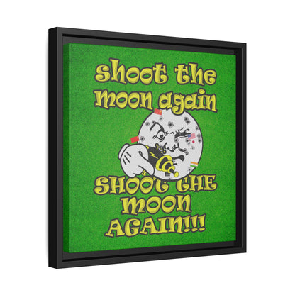 shoot the moon again - framed canvas art (green turf)