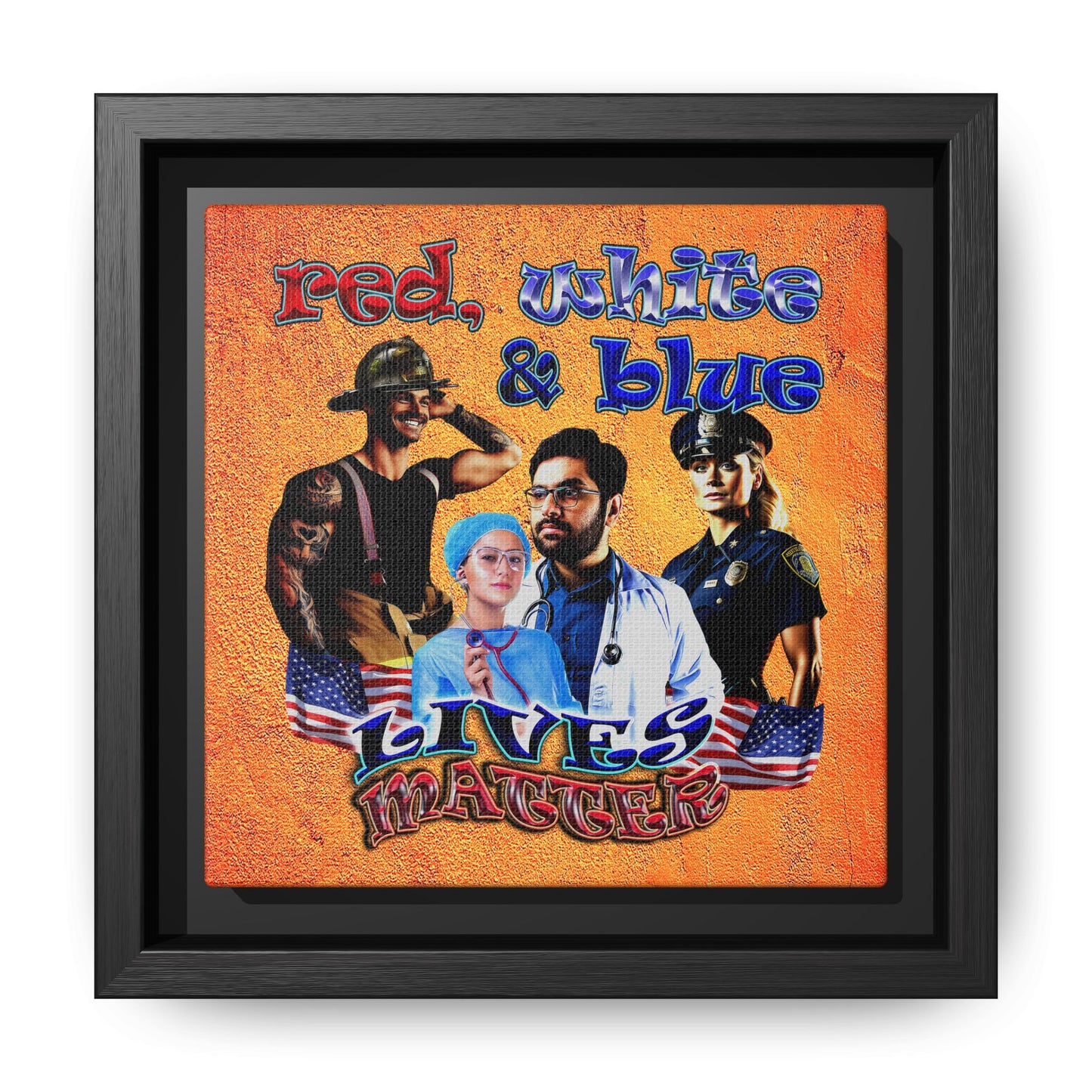 rw&b lives matter - framed canvas art (burnt orange)