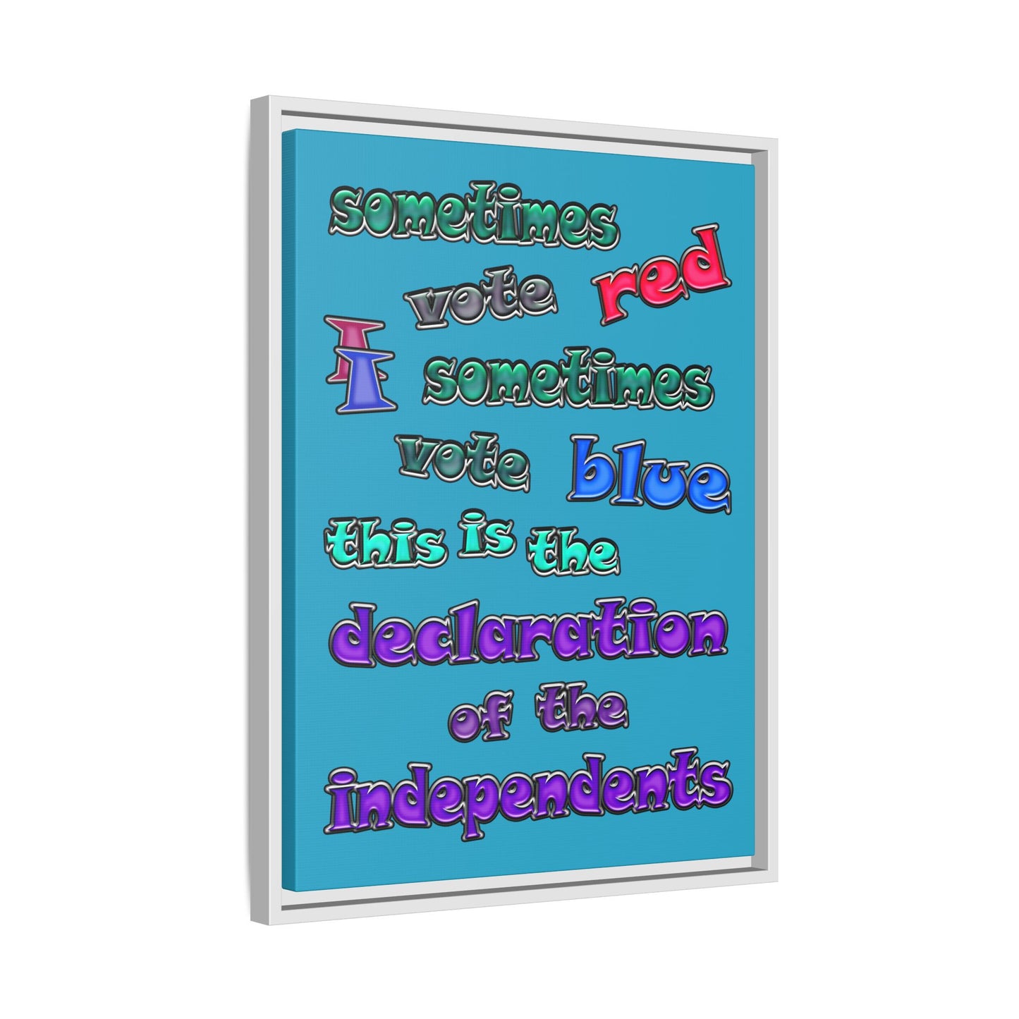 declaration of the independents - framed canvas art (turquoise)