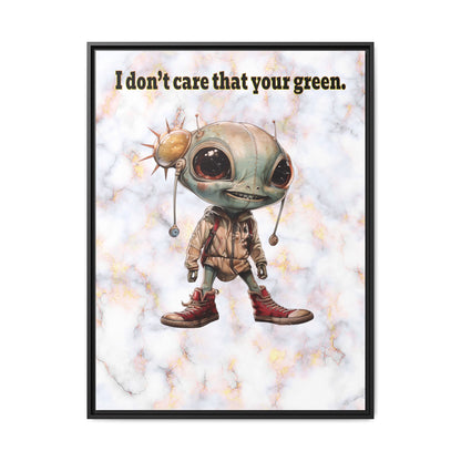 I don't care that your green - framed canvas art (white marble)