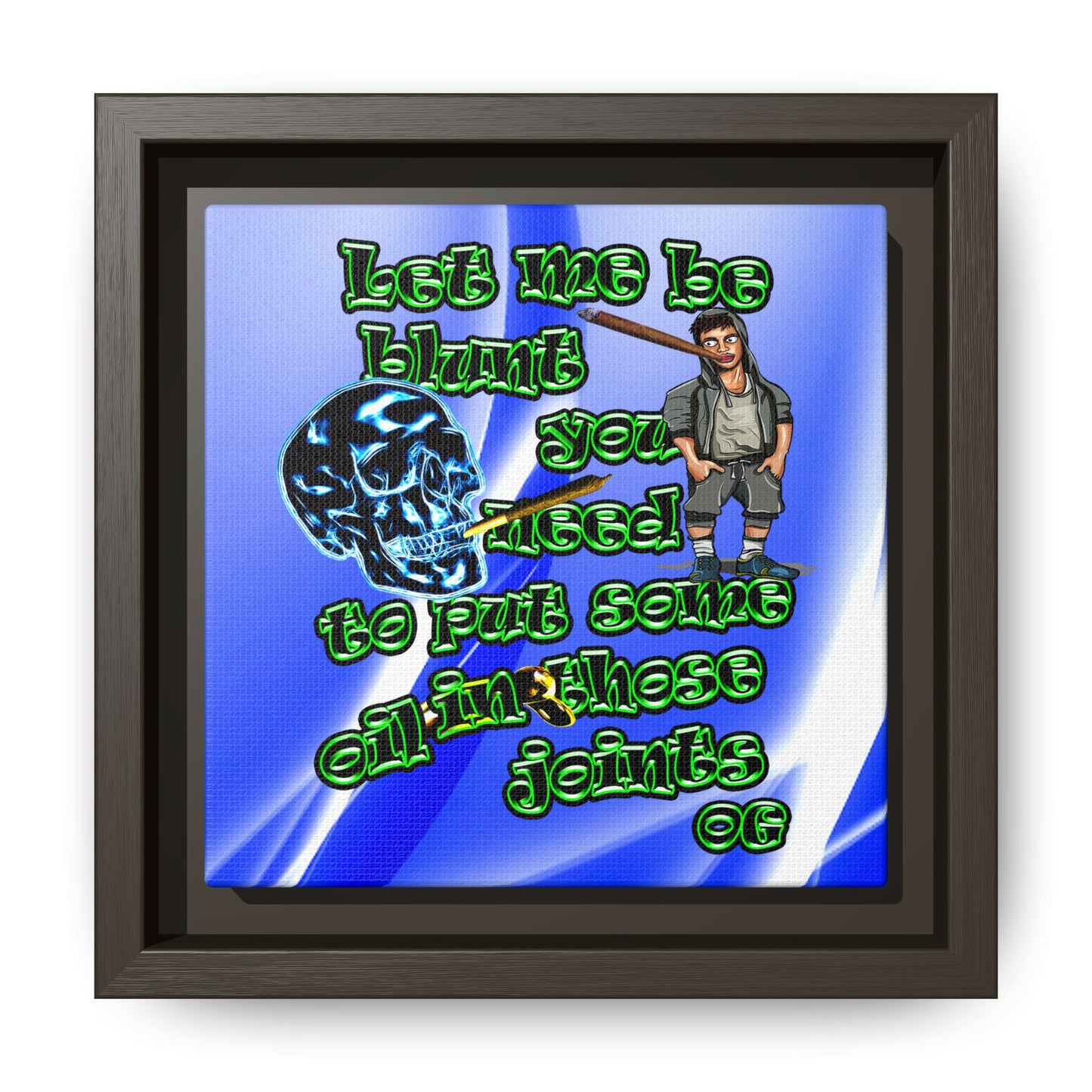 og - framed canvas art (blue-white wave)
