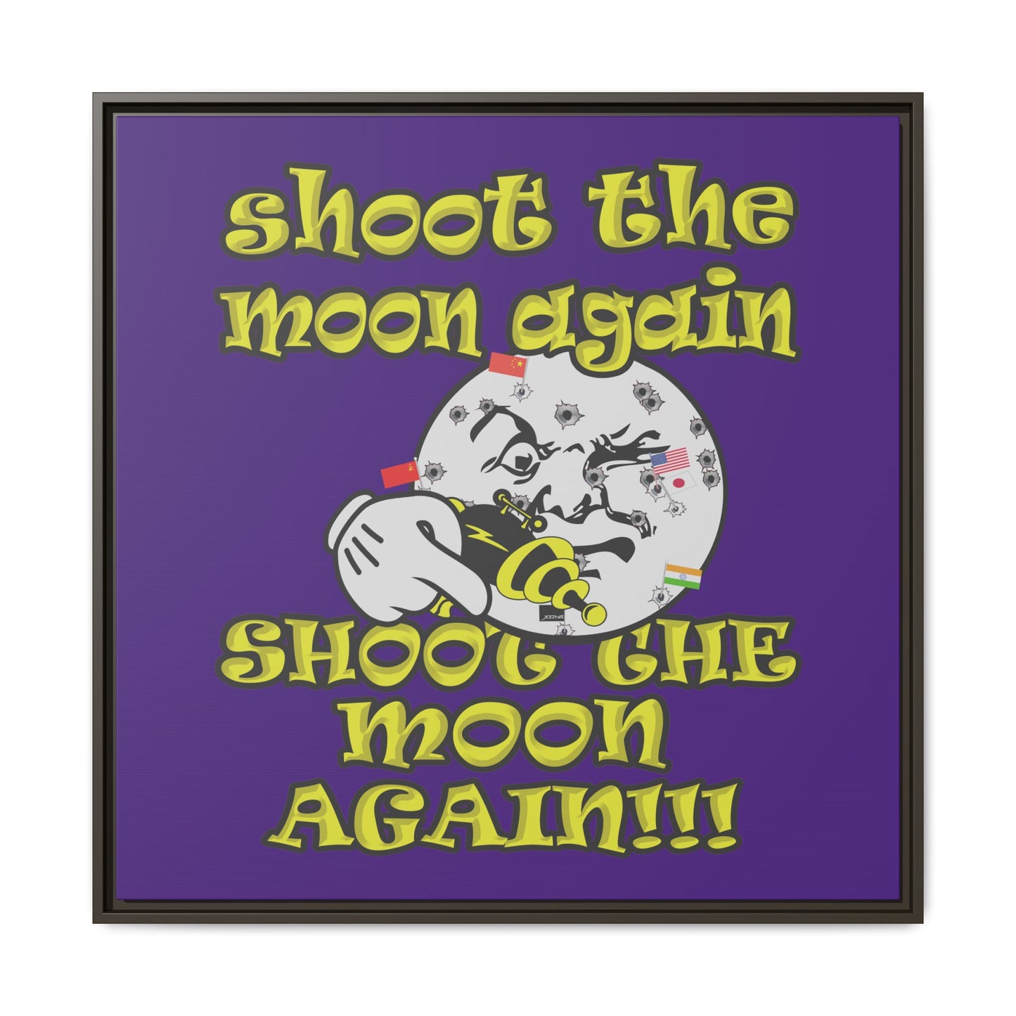 shoot the moon again - framed canvas art (purple)