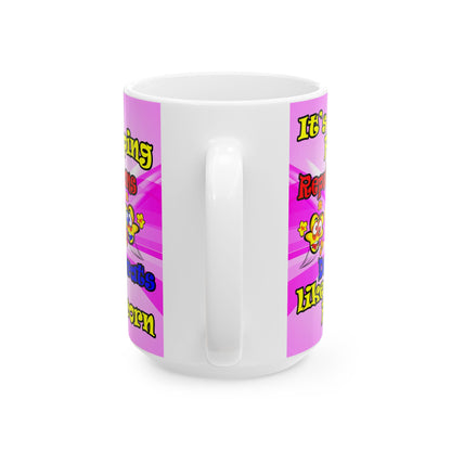 popping like popcorn - White Mug (light blue-pink wave)