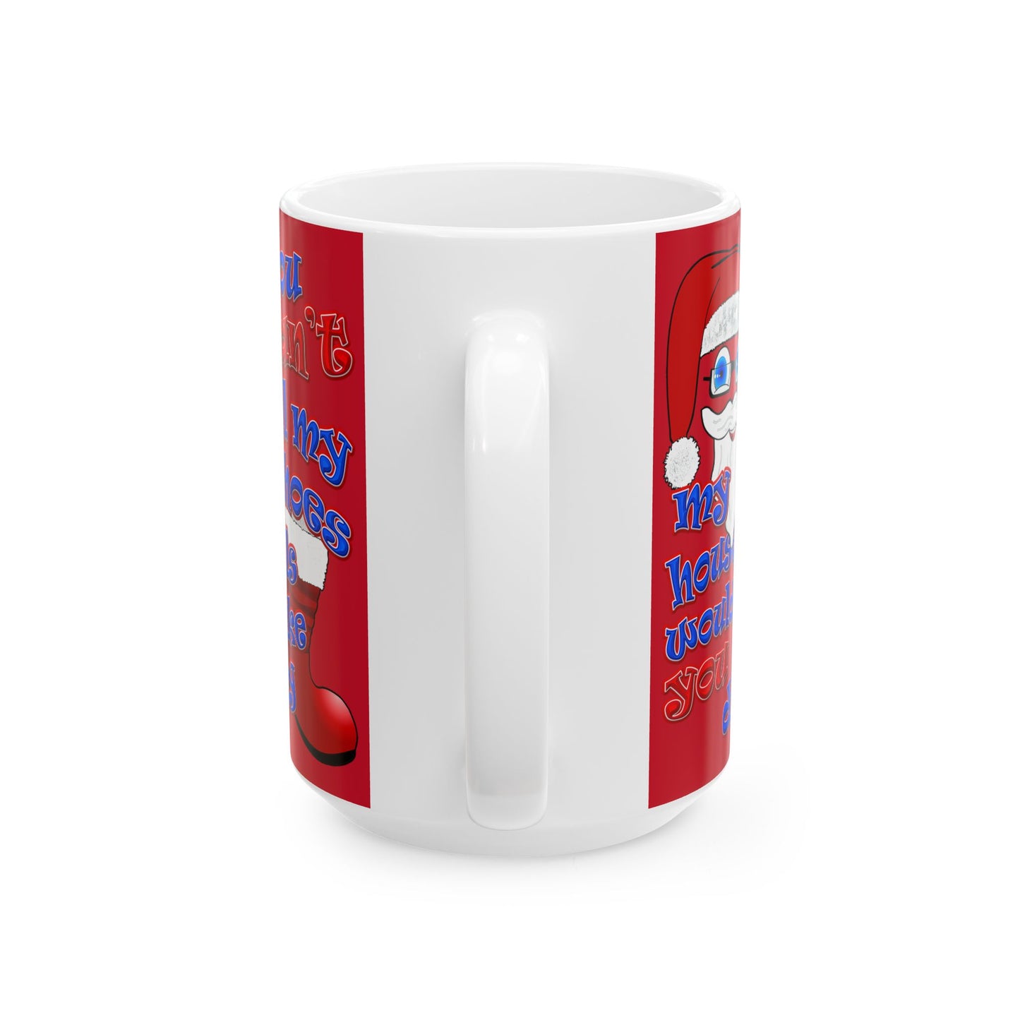 santa's shoes - White Mug (dark red)