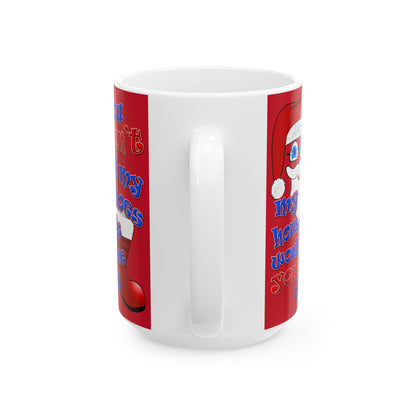 santa's shoes - White Mug (dark red)