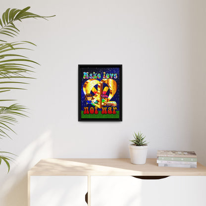 love peace - framed canvas art ('snoops' background)