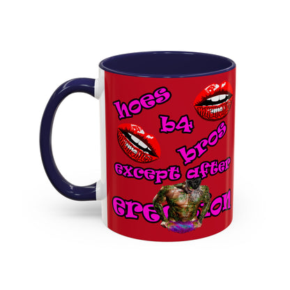 hoes b4 bros - Accent Mug (dark red)