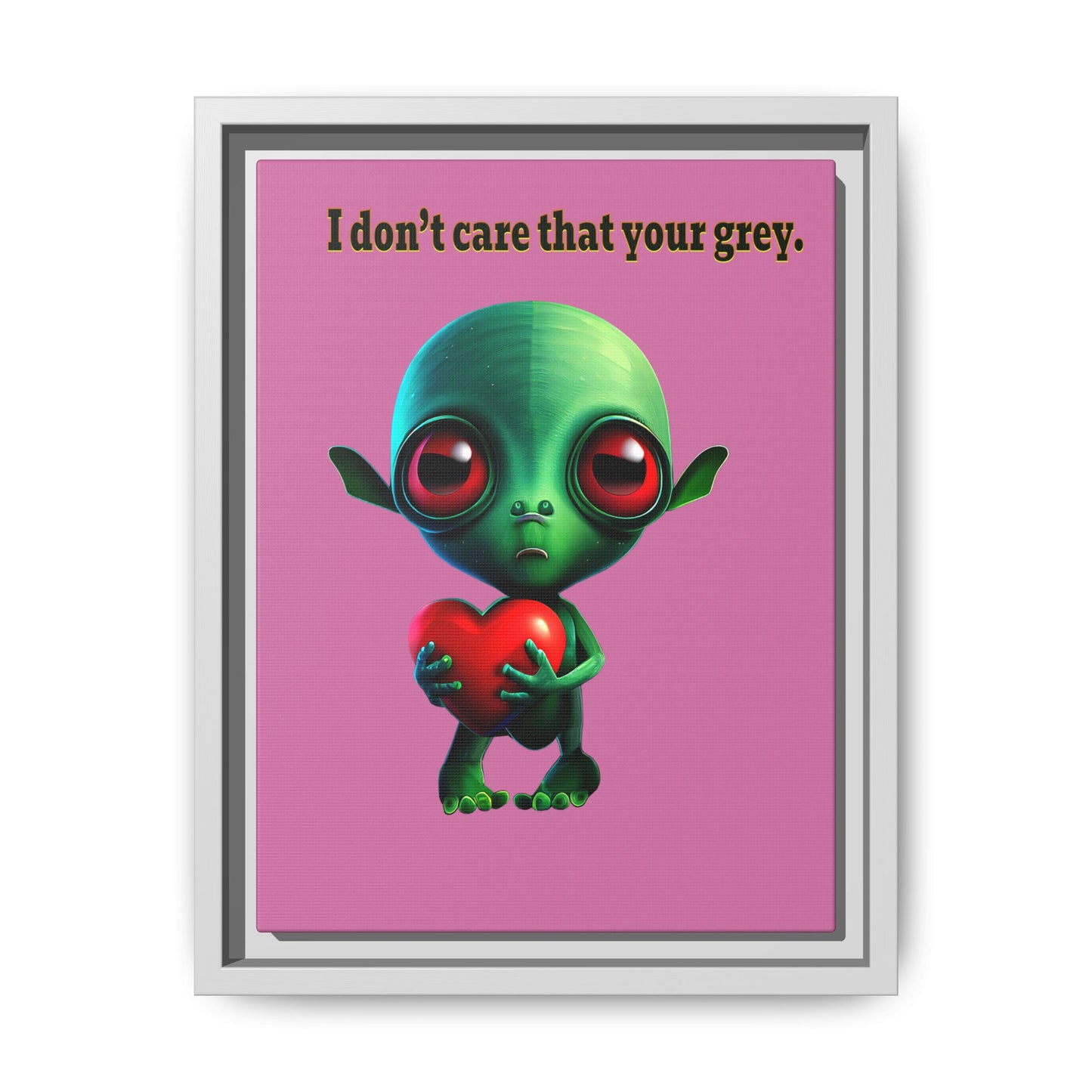 I don't care that your grey - framed canvas art (light pink)