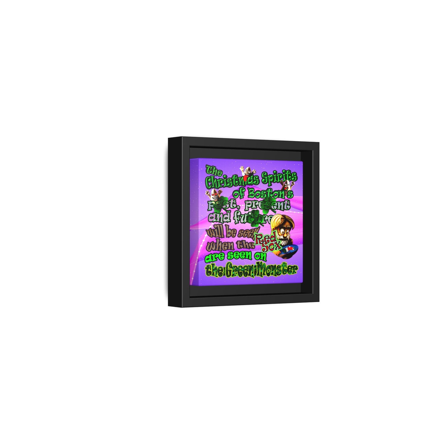 christmas spirits of boston - framed canvas art (purple-pink wave)