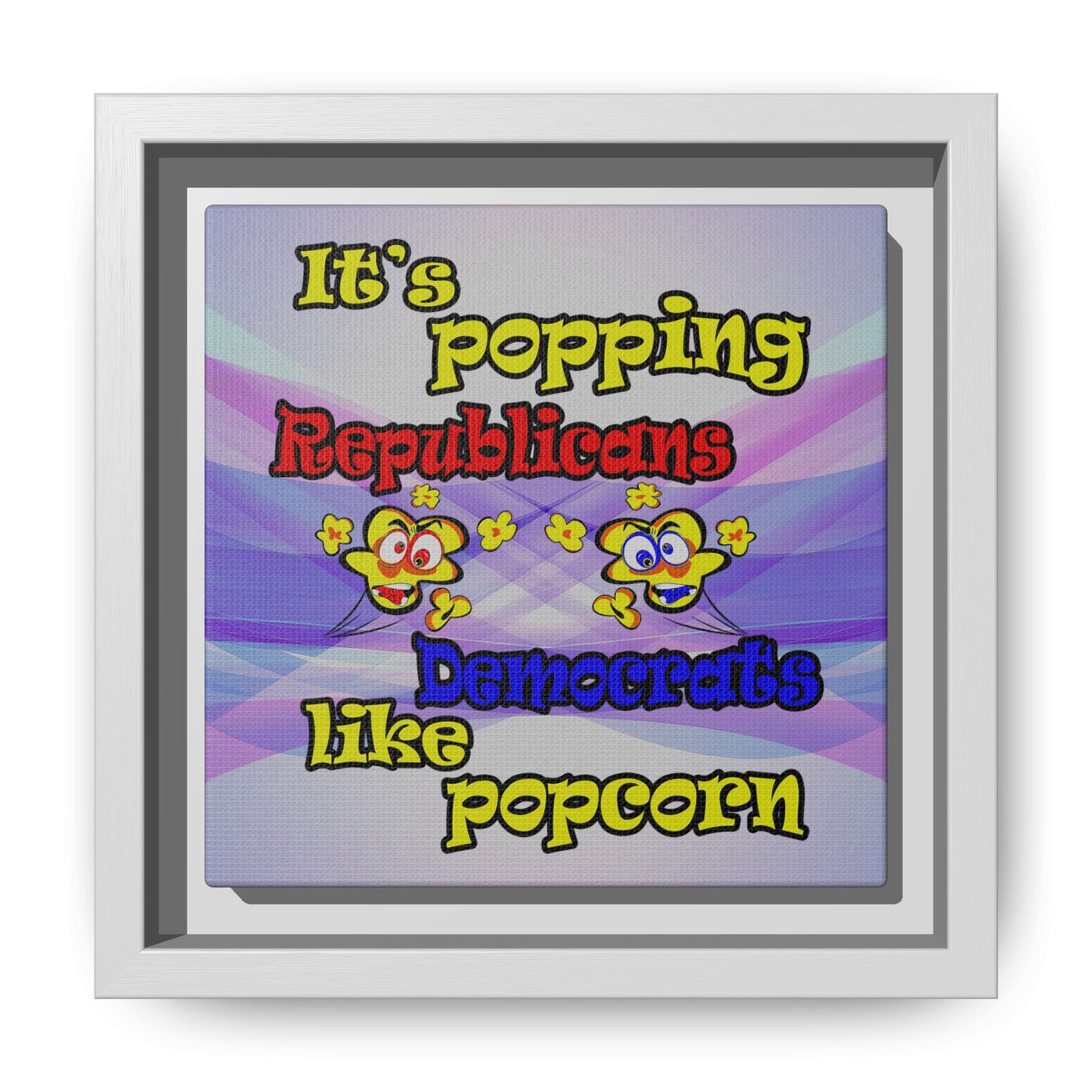 popping like popcorn - framed canvas art (light blue-pink wave)