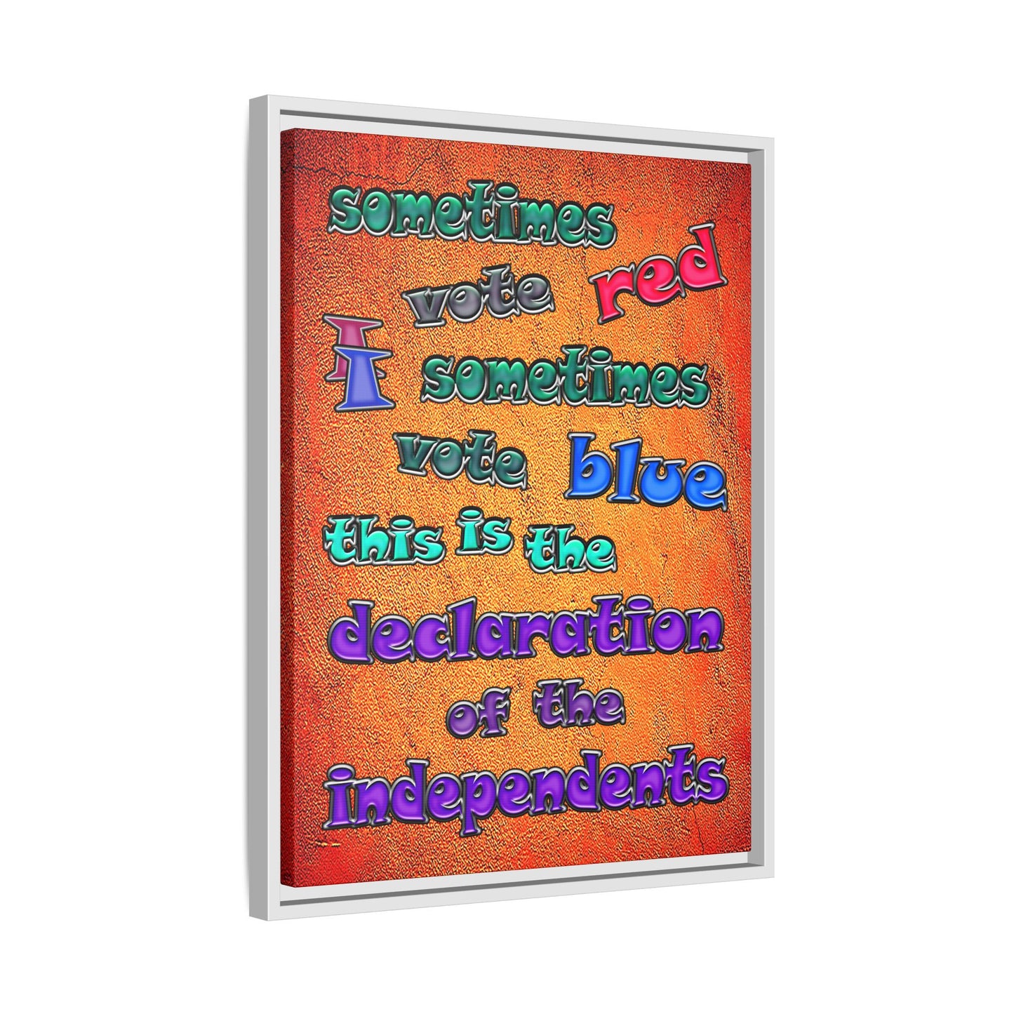 declaration of the independents - framed canvas art (burnt orange)