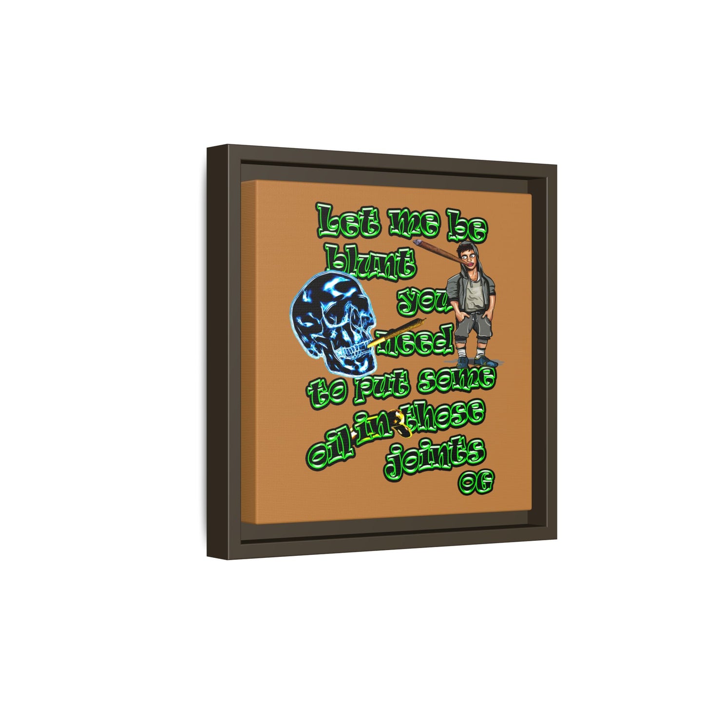 og - framed canvas art (light brown)