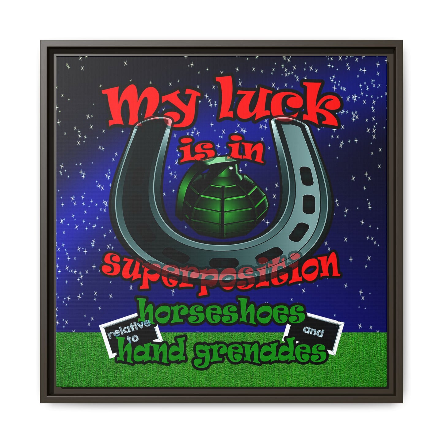 my luck - framed canvas art ('snoops' background)