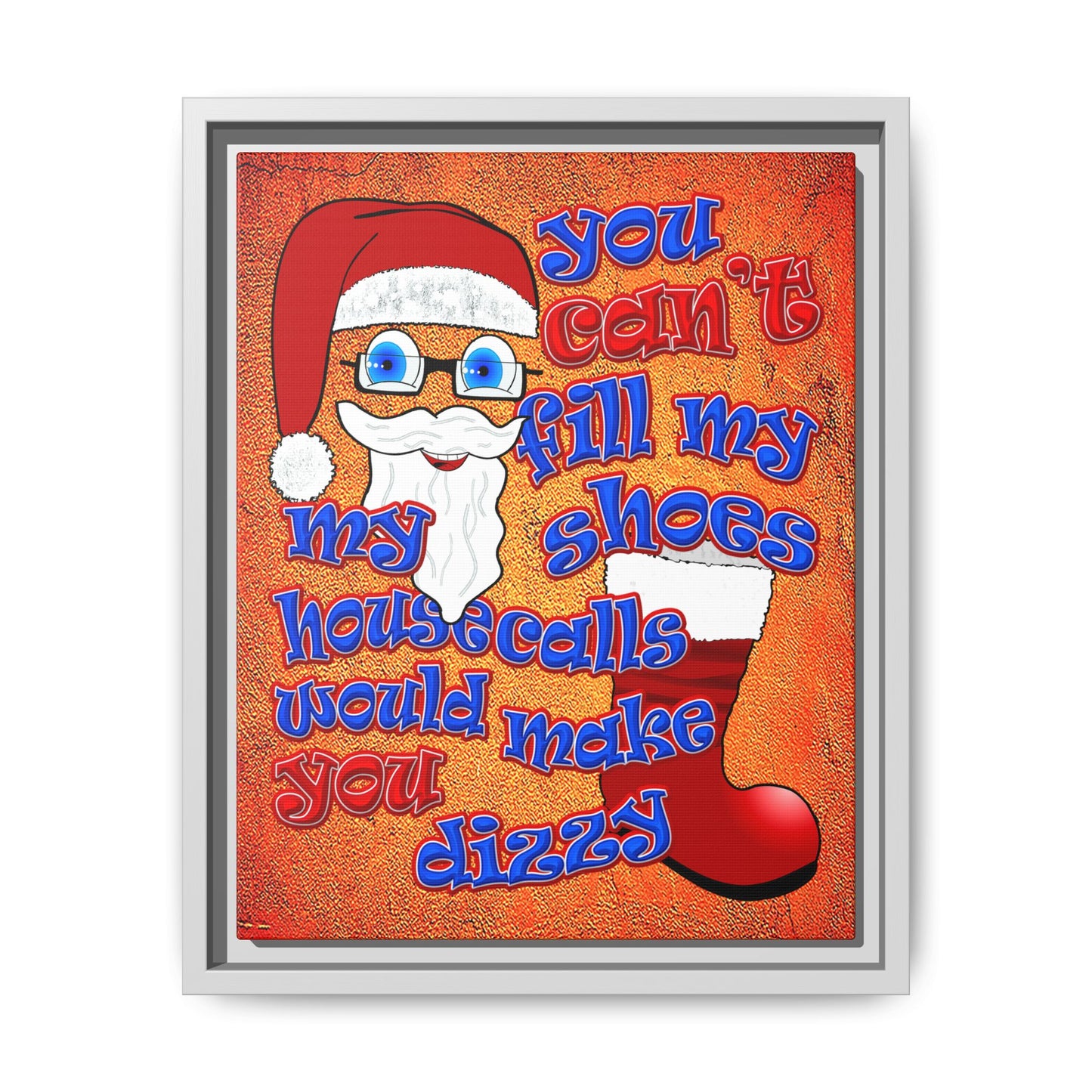 santa's shoes - framed canvas art (burnt orange)