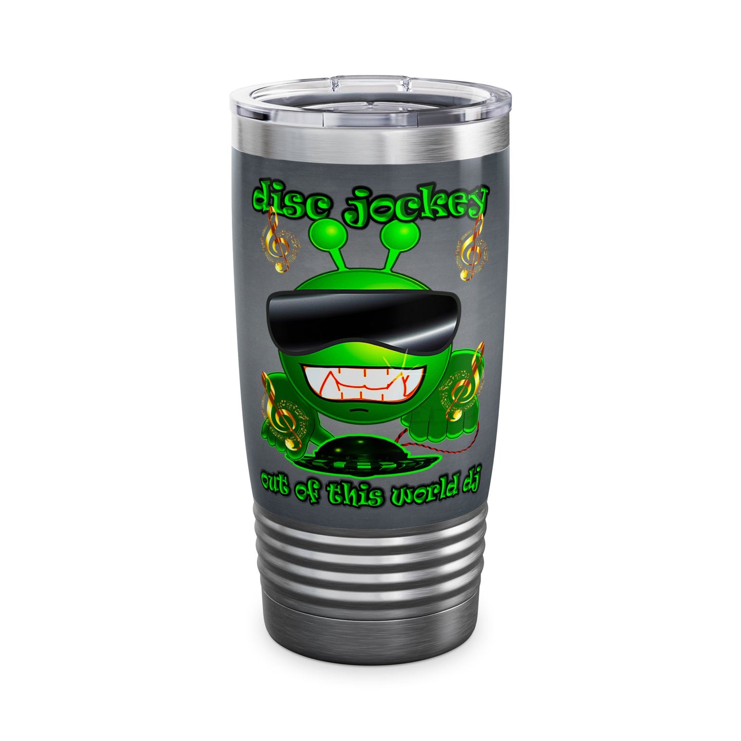 disc jockey - Ringneck Tumbler, 20oz (grey-light grey)