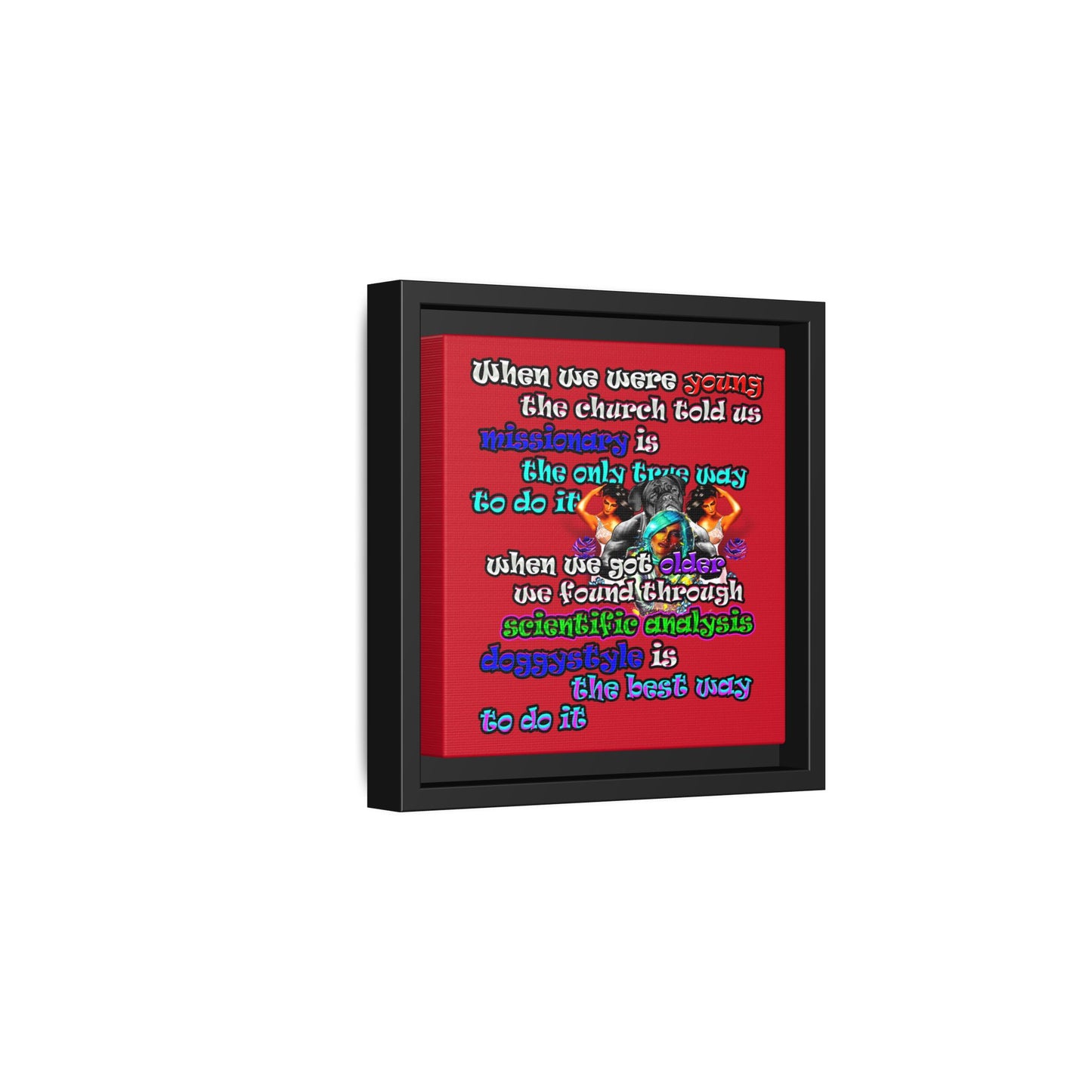 doggystyle - framed canvas art (dark red)