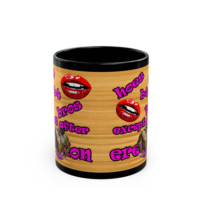 hoes b4 bros - Black Mug (butterscotch wood finish)