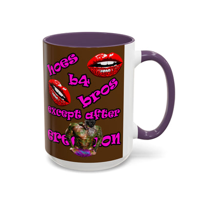 hoes b4 bros - Accent Mug (brown)