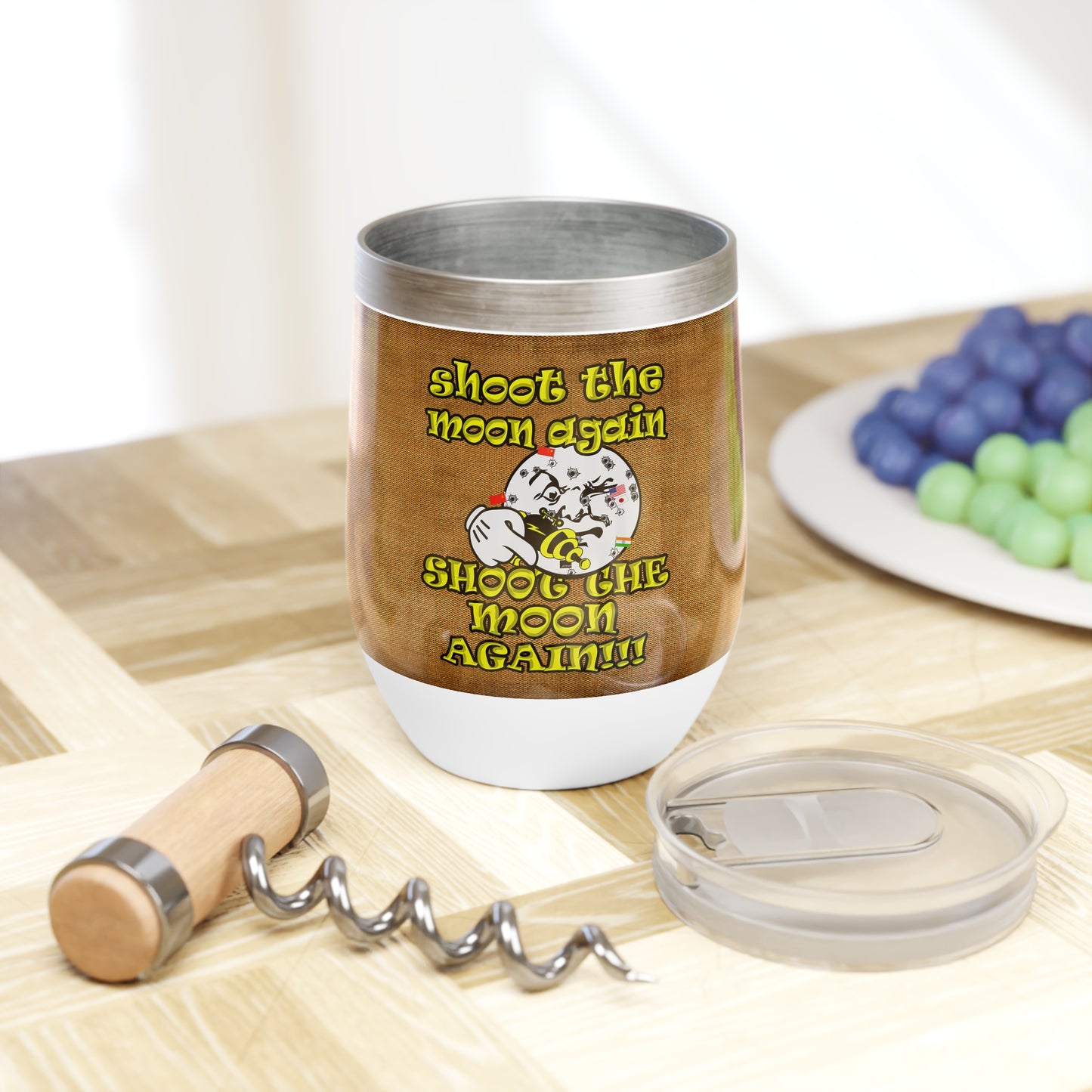 shoot the moon again - Chill Wine Tumbler (brown papyrus)