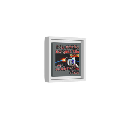 defy conquer reach - framed canvas art (dark grey)